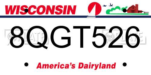 8QGT526 Wisconsin License Plate