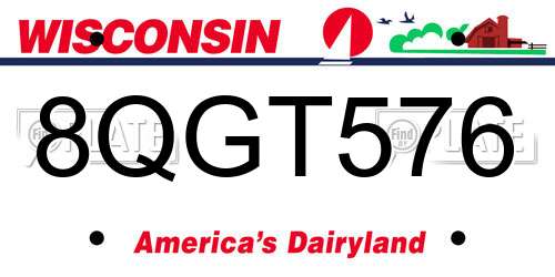 8QGT576 Wisconsin License Plate