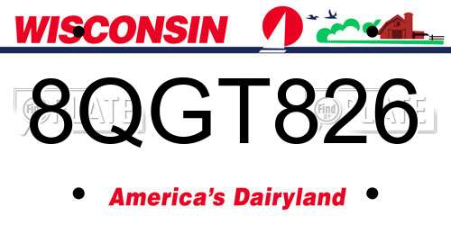8QGT826 Wisconsin License Plate