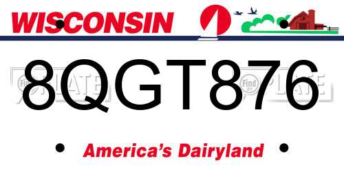 8QGT876 Wisconsin License Plate