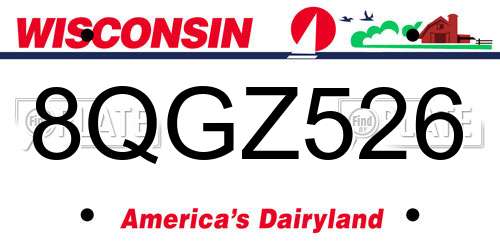 8QGZ526 Wisconsin License Plate