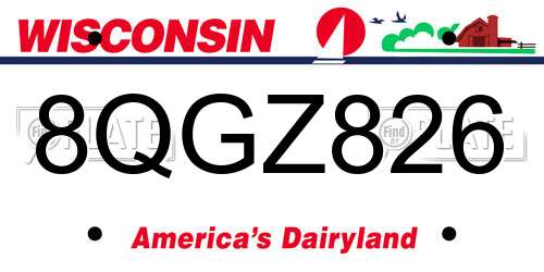 8QGZ826 Wisconsin License Plate