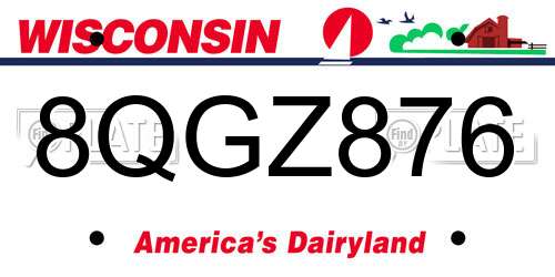 8QGZ876 Wisconsin License Plate