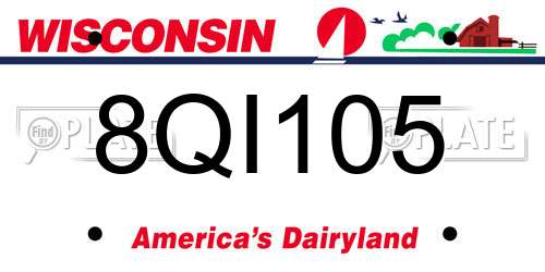 8QI105 Wisconsin License Plate