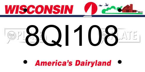 8QI108 Wisconsin License Plate