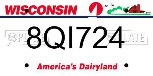 8QI724 Wisconsin License Plate