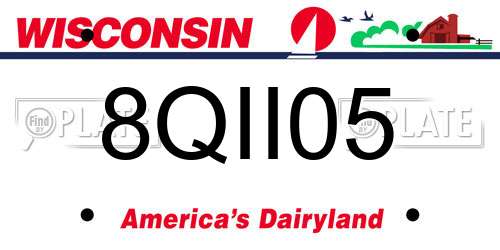 8QII05 Wisconsin License Plate