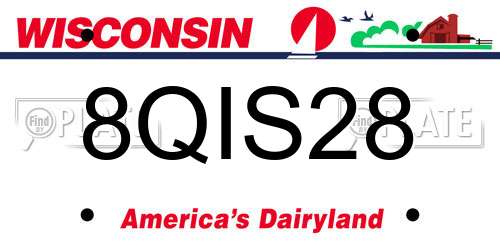 8QIS28 Wisconsin License Plate
