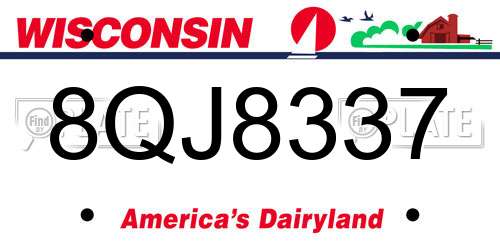 8QJ8337 Wisconsin License Plate