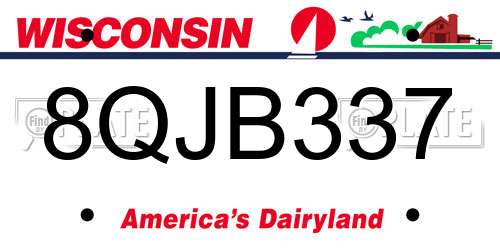 8QJB337 Wisconsin License Plate