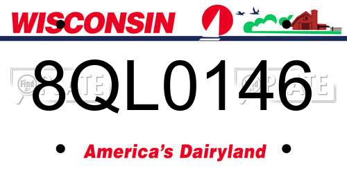 8QL0146 Wisconsin License Plate