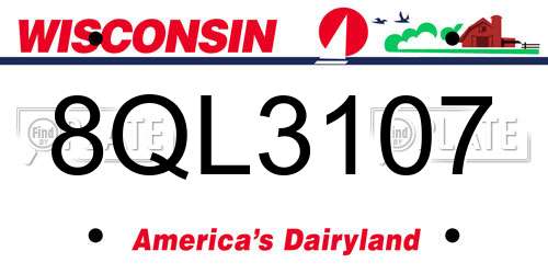 8QL3107 Wisconsin License Plate