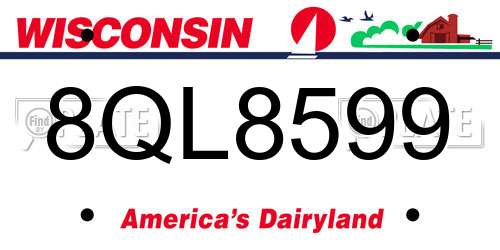 8QL8599 Wisconsin License Plate
