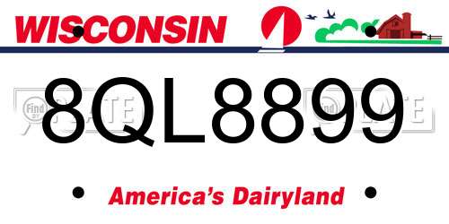 8QL8899 Wisconsin License Plate