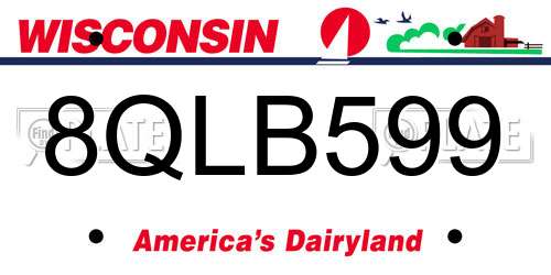8QLB599 Wisconsin License Plate