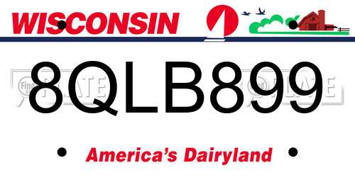 8QLB899 Wisconsin License Plate