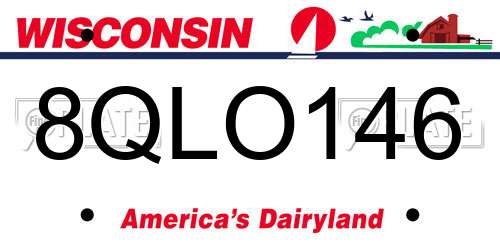 8QLO146 Wisconsin License Plate