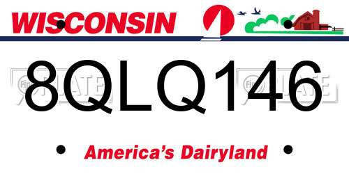 8QLQ146 Wisconsin License Plate
