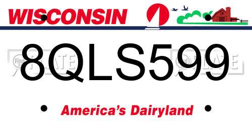 8QLS599 Wisconsin License Plate