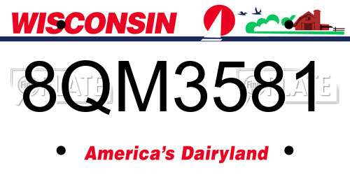8QM3581 Wisconsin License Plate