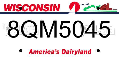 8QM5045 Wisconsin License Plate