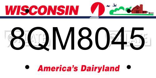 8QM8045 Wisconsin License Plate