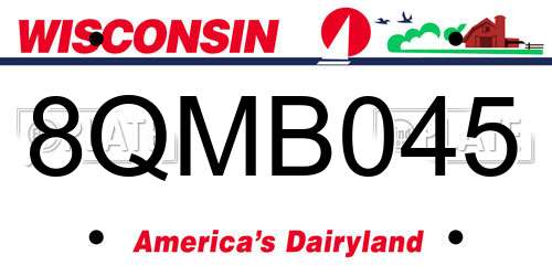 8QMB045 Wisconsin License Plate