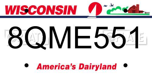 8QME551 Wisconsin License Plate