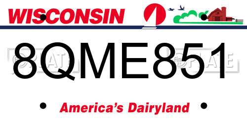 8QME851 Wisconsin License Plate