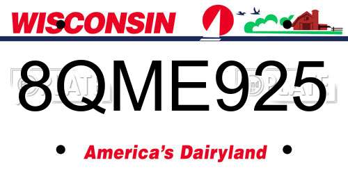 8QME925 Wisconsin License Plate