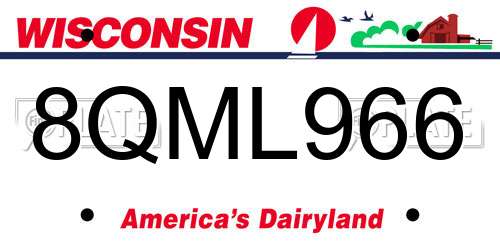 8QML966 Wisconsin License Plate