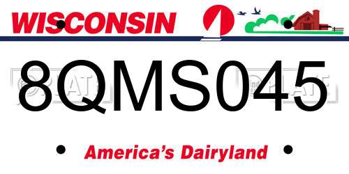 8QMS045 Wisconsin License Plate