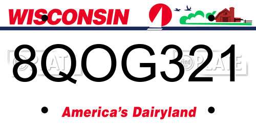 8QOG321 Wisconsin License Plate
