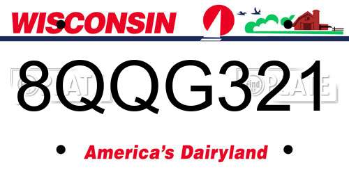 8QQG321 Wisconsin License Plate