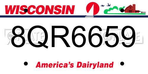 8QR6659 Wisconsin License Plate