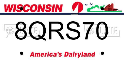 8QRS70 Wisconsin License Plate