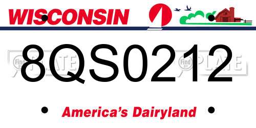 8QS0212 Wisconsin License Plate