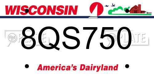8QS750 Wisconsin License Plate