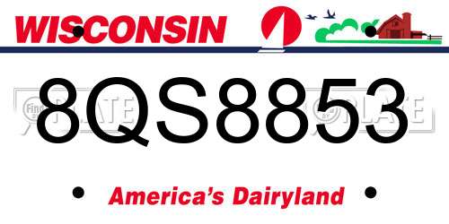 8QS8853 Wisconsin License Plate