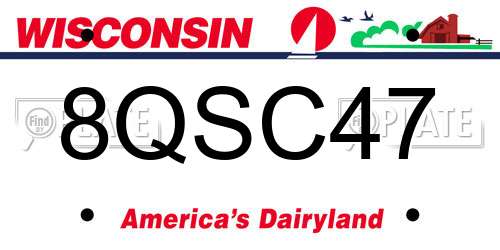8QSC47 Wisconsin License Plate