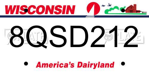 8QSD212 Wisconsin License Plate