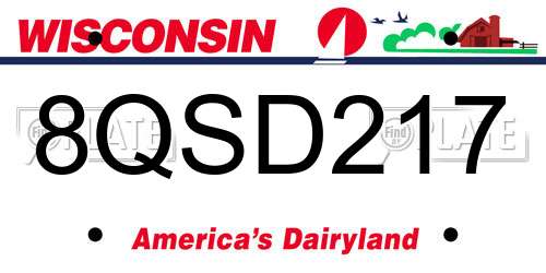 8QSD217 Wisconsin License Plate