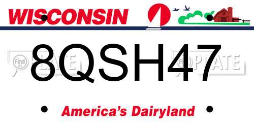 8QSH47 Wisconsin License Plate