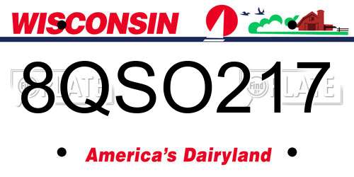 8QSO217 Wisconsin License Plate
