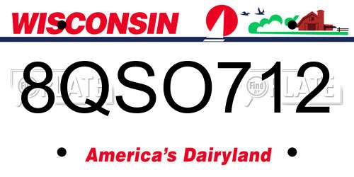 8QSO712 Wisconsin License Plate
