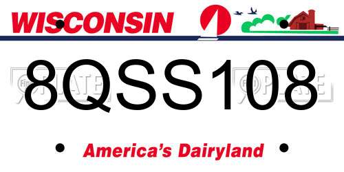 8QSS108 Wisconsin License Plate