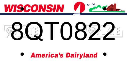 8QT0822 Wisconsin License Plate