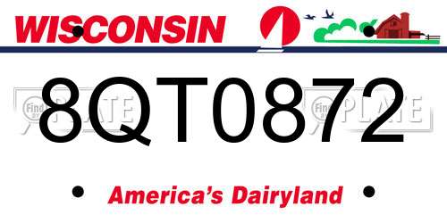 8QT0872 Wisconsin License Plate