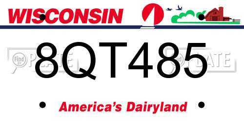 8QT485 Wisconsin License Plate