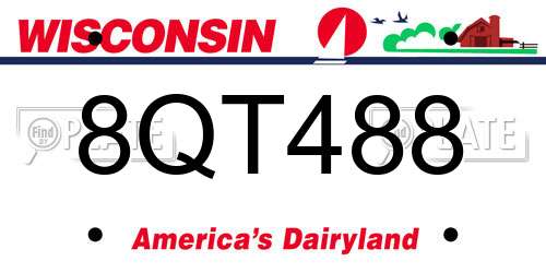8QT488 Wisconsin License Plate